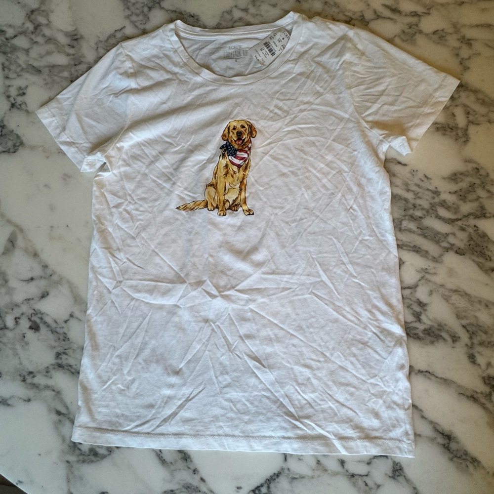 NWT J.Crew Patriotic Dog Graphic Collector Tee Size Small - Picture 3 of 6
